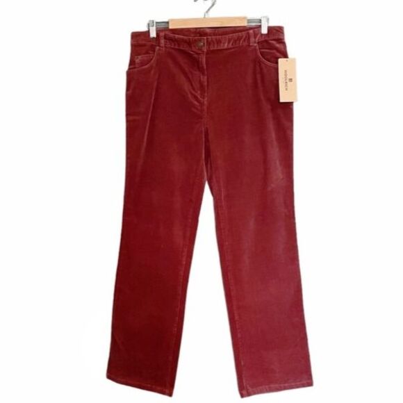 NWT Woolrich Holly Hills Stretch Corduroy Pants Brick Red Straight Leg Size 14 - Picture 1 of 11
